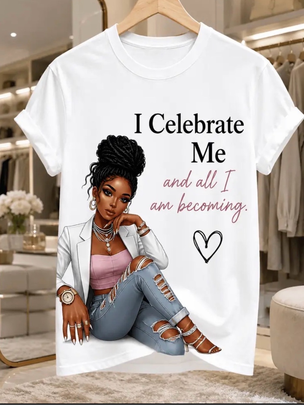 I Celebrate Me Graphic Tee - White